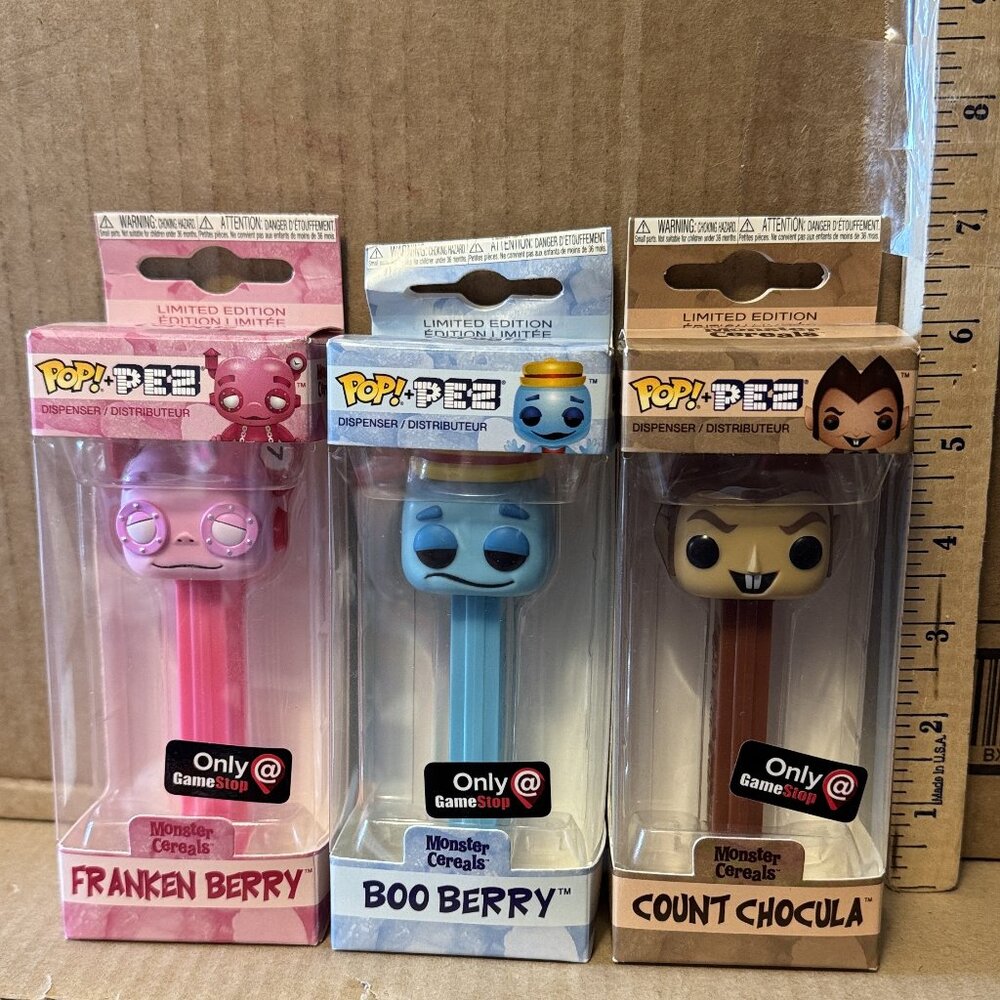 Funko Pop PEZ Dispensers Franken Berry, Boo Berry, Count Chocula Monster Cereal